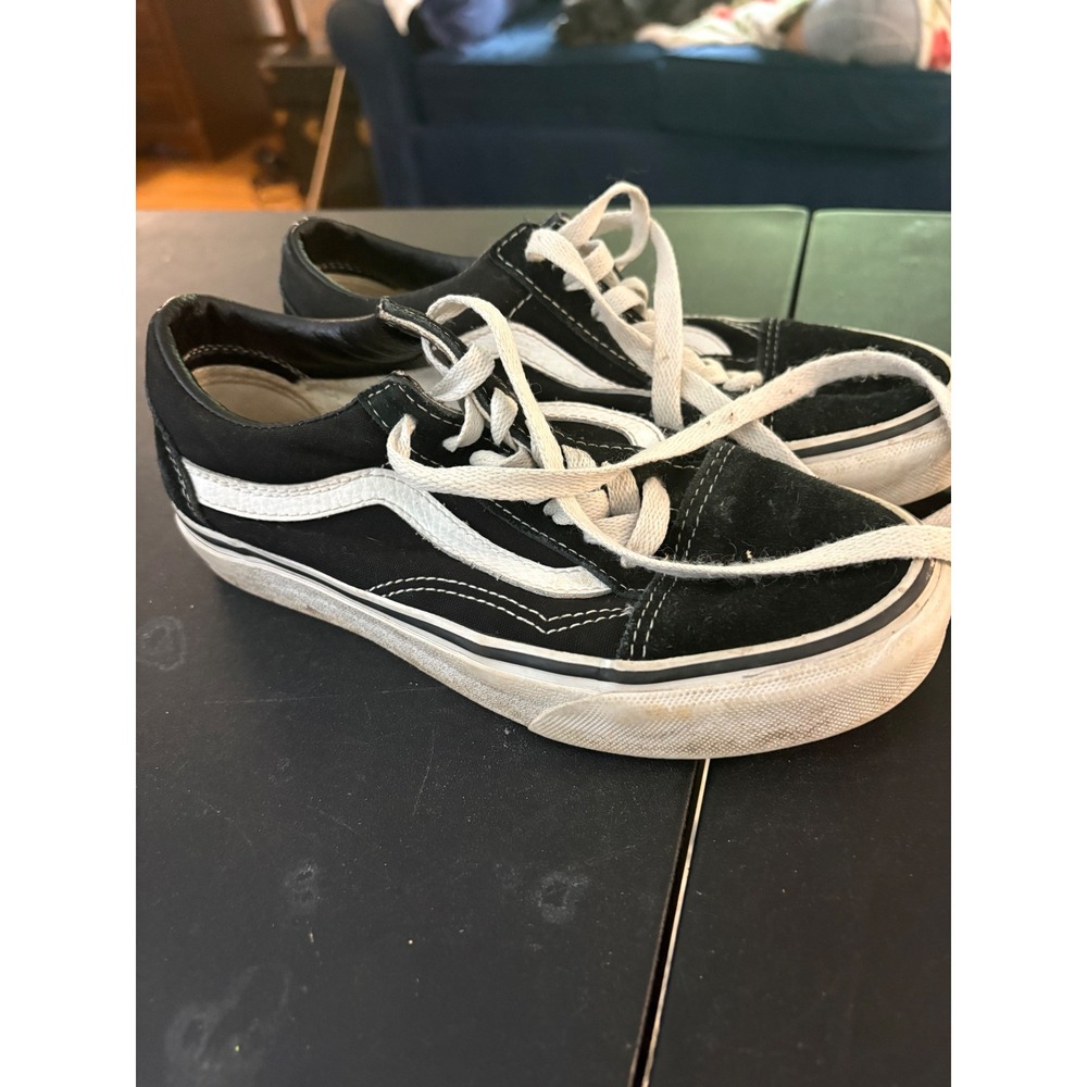 Vans Old Skool Black White Canvas Suede Skate Shoes Mens 3.5โ Womens 5.0